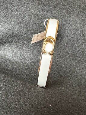 Coach White Leather Belt with Gold Horsebit Detail